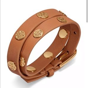 Tory Burch Double Wrap Logo Stud Bracelet